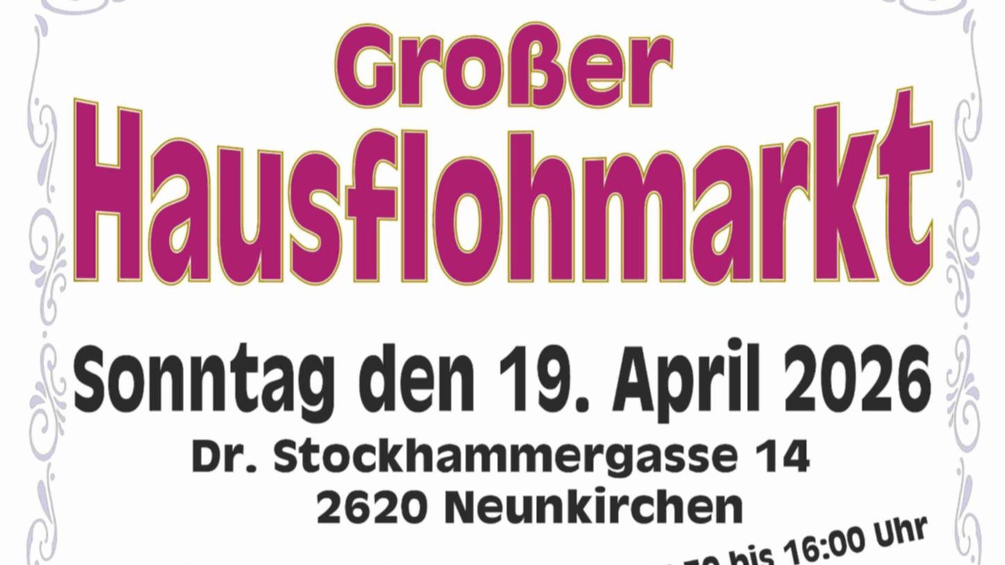 Großer Hausflohmarkt am 19. April von 7.30 bis 16 Uhr in Neunkirchen